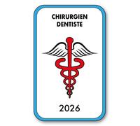 SIGNAL SAFETY Autocollant Sticker - Vignette Caducée 2026 pour Pare Brise en Vitrophanie - V4 Chirurgien Dentiste
