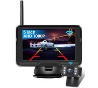 【Signal Stable】 Camera de Recul sans Fil AHD 1080P Camera de Recul avec Moniteur 5 Pouces Lumière 6 LED Grand Angle 170 Kit de Caméra de Recul pour Voiture Camping Car Caravan IP69 Waterproof