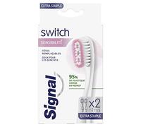 Signal Switch Têtes Remplaçables Sensibilité Extra Souple, pour Brosse à Dents Switch, Doux pour les gencives, x2 têtes