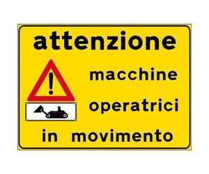 Signal temporaire de chantier Attention Machines opératrices en mouvement, jaune, 90 x 60 cm