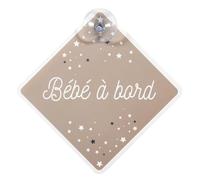 Signalétique "Bébé à Bord" avec Ventouse/Dimensions : 19,5 x 19,5 cm (Beige)