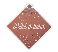 Signalétique "Bébé à Bord" avec Ventouse/Dimensions : 19,5 x 19,5 cm (Brique)