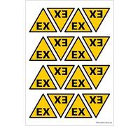 Signalétique.biz France -Autocollants Danger EX Zone ATEX (C0004T_PL). Planche d'Autocollants EX 36 stickers de 5 cm ou 16 stickers de 7 cm