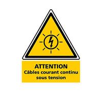 Signalétique.biz France - Étiquette câbles courant continu sous tension photovoltaïque. (C1207). Signalisation Photovoltaïque -