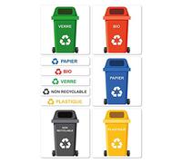 Signalétique.biz France - Etiquettes Autocollantes pour Poubelles de Tri Sélectif - Sticker Recyclage - Autocollant Poubelles - Gestion des Déchets- Format : 5 x 5 cm