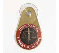 Signalétique.biz France Macaron Expert judiciaire Cour d'Appel - Insigne doré Expert judiciaire à Ventouse - Plaque Expert judiciaire pour Pare-Brise
