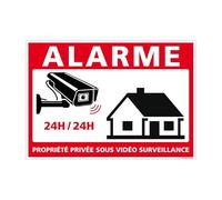 Signalétique.biz France - Panneau Alarme Propriété Privée sous Vidéo Surveillance 24h/24. G1650. Caméra Surveillance - 210 x 150 mm - Adhésif