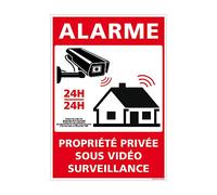 Signalétique.biz France - Panneau Alarme Vidéo Surveillance 24h/24-300 x 420 mm - PVC 1 mm