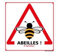 Signalétique.biz France - Panneau Attention aux Abeilles Personnalisable - Dimensions 125 x 125 mm - Aluminium 2 mm - Protection Anti-UV