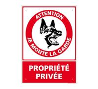 Signalétique.biz France - Panneau Attention, Je Monte La Garde Propriété Privée Pvc 1 Mm - 300 X 420 Mm Signalisation Rectangulaire Prépercée Avec Kit De Fixation Fabrication Française