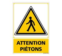 Signalétique.biz France - Panneau - Attention Piétons - Aluminium 2 mm - Dimensions 300 x 420 mm - Protection Anti-UV