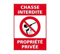 Signalétique.biz France, Panneau Chasse Interdite, Propriété Privée aluminium 2 mm, 15 x 21 cm (150 x 210 mm) Signalisation Rectangulaire Prépercée Avec Kit De Fixation Fabrication Française