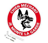 Signalétique.biz France - Panneau Chien Méchant Je Monte La Garde Aluminium 2 Mm - Diam. 300 Mm Signalisation Prépercée Avec Kit De Fixation Fabrication Française