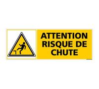 Signalétique.biz France - Panneau - Danger Attention Risque de Chute - Plastique rigide PVC 1,5 mm - Dimensions 350 x 125 mm - Protection Anti-UV