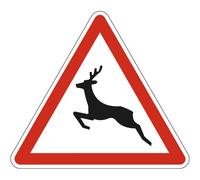 Signalétique.biz France Panneau Danger Passage d'animaux sauvages A15b 50 cm (500 mm) Signalisation Triangulaire Ecolign Panneau Sécurité Routière