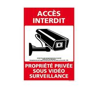 Signalétique.biz France - Panneau de sécurité Accès Interdit - propriété privée sous vidéo Surveillance - 75 x 105 mm, Plastique PVC 1 mm