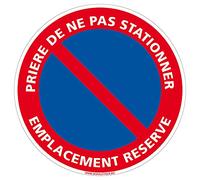 Signalétique.biz France - Panneau de signalisation Autocollant d'Information Adhésif Souple - Interdiction de Stationnement Parking Réservé - Diamètre : 240 mm