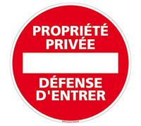 Signalétique.biz France -Panneau de signalisation Interdiction, Parking et information en Adhésif souple - Diamètre : 170 mm - Propriété privée défense d'entrer