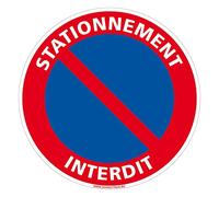 Signalétique.biz France - Panneau de signalisation Interdiction, Parking et information en Adhésif souple - Diamètre : 125 mm - Stationnement interdit