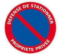 Signalétique.biz France -Panneau de signalisation Interdiction, Parking et information en Adhésif souple - Diamètre : 350 mm - Défense de stationner propriété privée