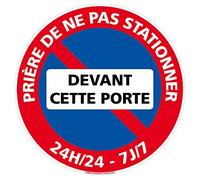 Signalétique.biz France - Panneau de signalisation PVC 1 mm. Panneau Interdiction, Parking et information en PVC rigide - Diamètre : 170 mm - Prière de ne pas stationner devant cette porte