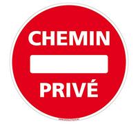 Signalétique.biz France - Panneau de signalisation PVC 1 mm. Panneau Interdiction, Parking et information en PVC rigide - Diamètre : 350 mm - Chemin privé