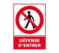 Signalétique.biz France - Panneau Défense D'Entrer Alu 2 Mm - 150 X 210 Mm Signalisation Rectangulaire Prépercée Avec Kit De Fixation Fabrication Française