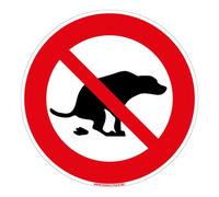 Signalétique.biz France - Panneau - Déjections Canines Interdites - Plastique rigide PVC 1,5 mm - Diamètre 250 mm - Protection Anti-UV - Aluminium avec face en acier galvanisé