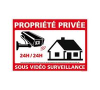 Signalétique.biz France - Panneau Dispositif d'alarme - Propriété privée sous vidéo Surveillance - 105 x 75 mm, Plastique PVC 1 mm