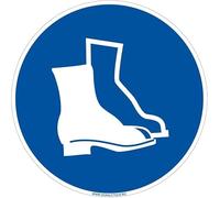 Signalétique.biz France - Panneau d'obligation Port des chaussures de sécurité obligatoire - Diamètre 350 mm - Plastique PVC 1,5 mm