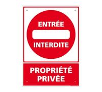 Signalétique.biz France - Panneau Entrée Interdite, Propriété Privée Alu 2 Mm - 210 X 300 Mm Signalisation Rectangulaire Prépercée Avec Kit De Fixation Fabrication Française