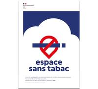 Signalétique.biz France - Panneau "ESPACE SANS TABAC" - ALUMINIUM 30x40 - Conforme Décret 2025-582 - Interdiction de fumer