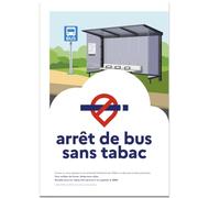 Signalétique.biz France - Panneau "Espace sans tabac" - ARRET DE BUS - ALUMINIUM 21x30 - Conforme Décret 2025-582 - Interdiction de fumer
