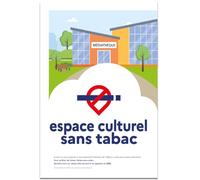 Signalétique.biz France - Panneau "Espace sans tabac" - ESPACE CULTUREL - ALUMINIUM 80x120 - Conforme Décret 2025-582 - Interdiction de fumer