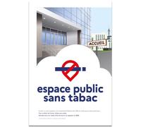 Signalétique.biz France - Panneau "Espace sans tabac" - ESPACE D'ACCUEIL PUBLIC - ADHÉSIF 21x30 - Conforme Décret 2025-582 - Interdiction de fumer