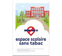 Signalétique.biz France - Panneau "Espace sans tabac" - ESPACE SCOLAIRE - ALUMINIUM 30x40 - Conforme Décret 2025-582 - Interdiction de fumer