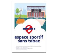 Signalétique.biz France - Panneau "Espace sans tabac" - ESPACE SPORTIF - ADHÉSIF 21x30 - Conforme Décret 2025-582 - Interdiction de fumer
