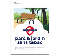Signalétique.biz France - Panneau "Espace sans tabac" - PARC & JARDIN - ALUMINIUM 21x30 - Conforme Décret 2025-582 - Interdiction de fumer