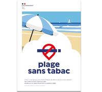 Signalétique.biz France - Panneau ''Espace sans tabac'' - PLAGE - ALUMINIUM 30x40 - Conforme Décret 2025-582 - Interdiction de fumer