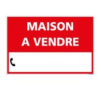 Signalétique.biz France - Panneau Immobilier Maison à Vendre - Rouge - Plastique Rigide AKILUX 3,5mm - Dimensions 600x400 mm