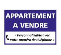 Signalétique.biz France - Panneau Immobilier Personnalisable Appartement à Vendre avec Oeillets aux 4 coins - Bleu - AKILUX 3,5mm - Dimensions 600x400 mm - Protection Anti-UV