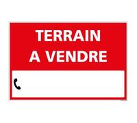 Signalétique.biz France - Panneau Immobilier Personnalisable Terrain à Vendre - Rouge - Plastique Rigide AKILUX 3,5mm - Dimensions 600x400 mm