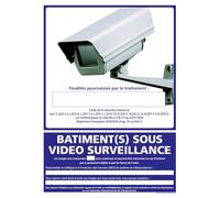 Signalétique.biz France - Panneau Information Bâtiment(s) sous vidéo surveillance. Signalisation Information Sécurité. Autocollant, PVC, Alu - 210 x 300 mm - Aluminium 2 mm - Aluminium 2 mm -