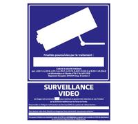 Signalétique.biz France - Panneau Information Surveillance Vidéo. Signalisation Information et Vidéoprotection. Autocollant, PVC, Alu - 210 x 300 mm - Aluminium 2 mm - Aluminium 2 mm -