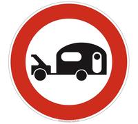 Signalétique.biz France - Panneau Interdiction Accès interdit aux véhicules tractant une caravane ou remorque B9i Signalisation Ronde BRETAGNE Panneau Securite Routiere - 450 mm