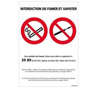 Signalétique.biz France - Panneau - Interdiction de Fumer et Vapoter - Plastique rigide PVC 1,5 mm - Dimensions 210 x 300 mm - Protection Anti-UV