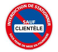 Signalétique.biz France - Panneau - Interdiction de Stationner Sauf Clientèle - Diamètre 250 mm - Plastique rigide PVC 1,5 mm - Protection Anti-UV