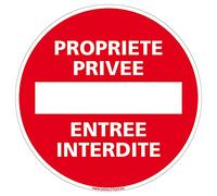 Signalétique.biz France - Panneau Interdiction. Panneau Parking, Panneau d'information Aluminium 2 mm - Diamètre 350 mm - Propriété privée entrée interdite