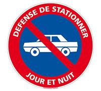 Signalétique.biz France - Panneau Interdiction. Panneau Parking, Panneau d'information Aluminium 2 mm - Diamètre 170 mm - Défense de Stationner Jour et Nuit