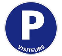 Signalétique.biz France - Panneau Interdiction. Panneau Parking, Panneau d'information Aluminium 2 mm - Diamètre 125 mm - Parking visiteurs